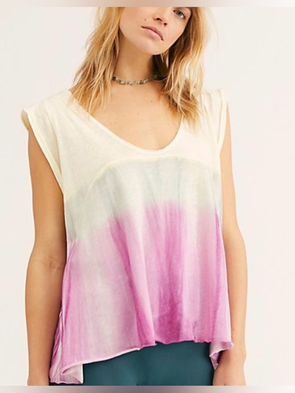 We The Free Spring Break Yellow to Pink Dip-Dye Tank Top - M